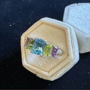Judith Ripka Topaz, Peridot & Amethyst Ring